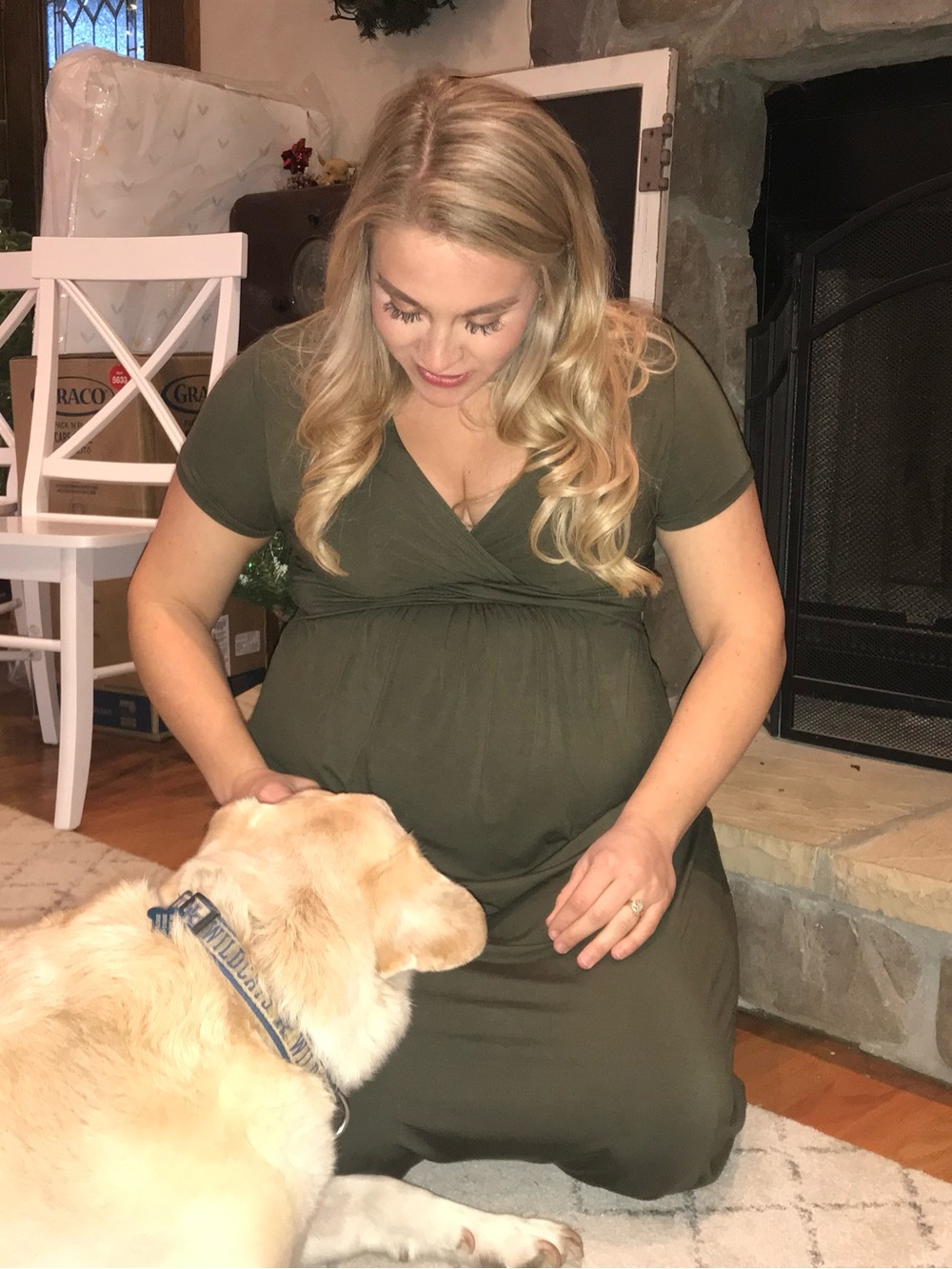 Olive Green Short-Sleeve Wrap Maxi Dress